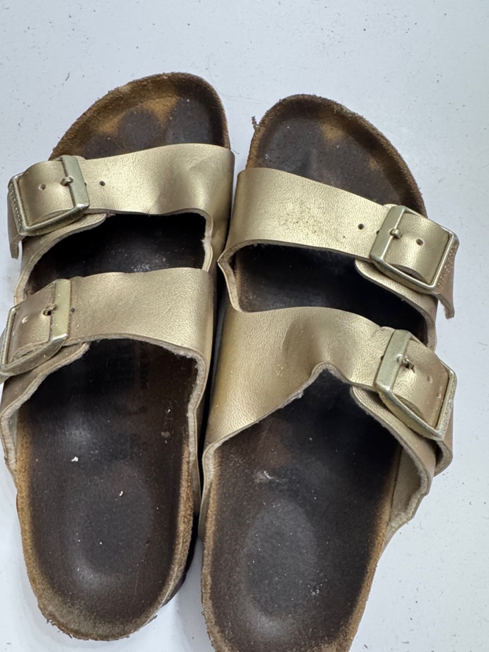 Birkenstock women Metallic Gold Double Buckle Slipper size 36 - Picture 2 of 4